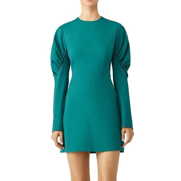 Tibi Midori Florence Dress Crepe Long Puff Sleeve Sheath Mini Party Green Size 8 - Picture 1 of 12